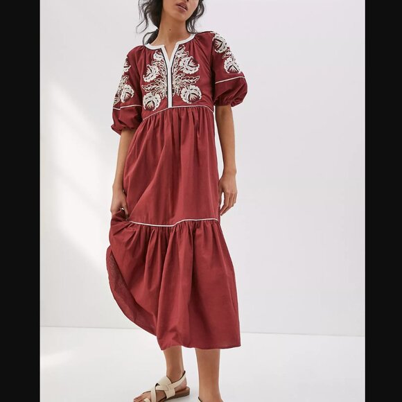 Anthropologie Gretel Embroidered Maxi Dress NWT - Picture 1 of 12